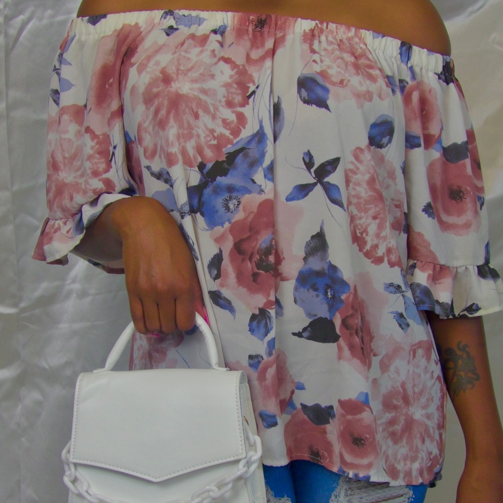 TJ Maxx floral off the shoulder top